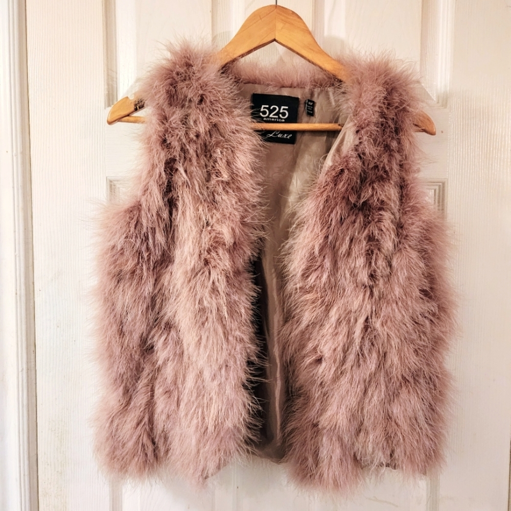 525 America Luxe Tan Beige Feather Vest